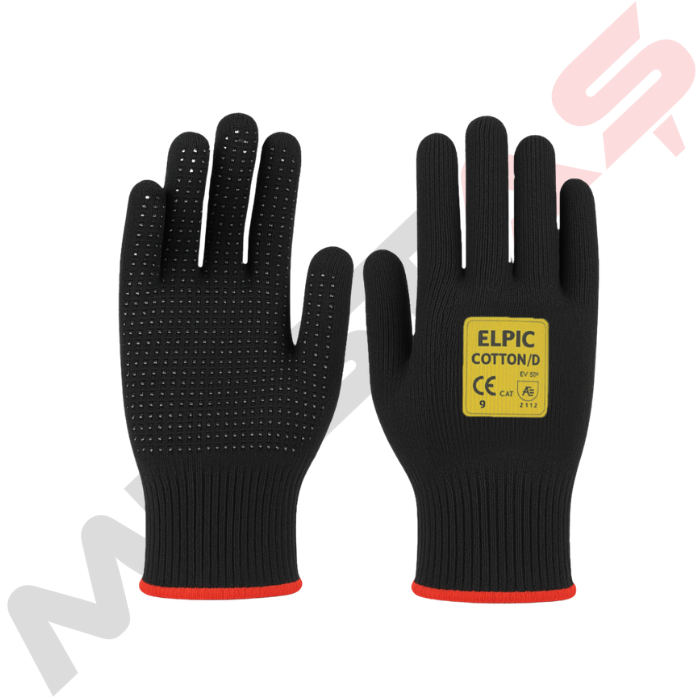 Elpıc Cotton D Siyah Dotlu Eldiven No:9
