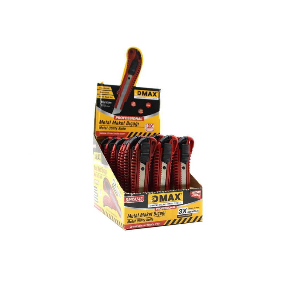 Maket Bıçağı Metal Kırmızı 18 mm Dmax