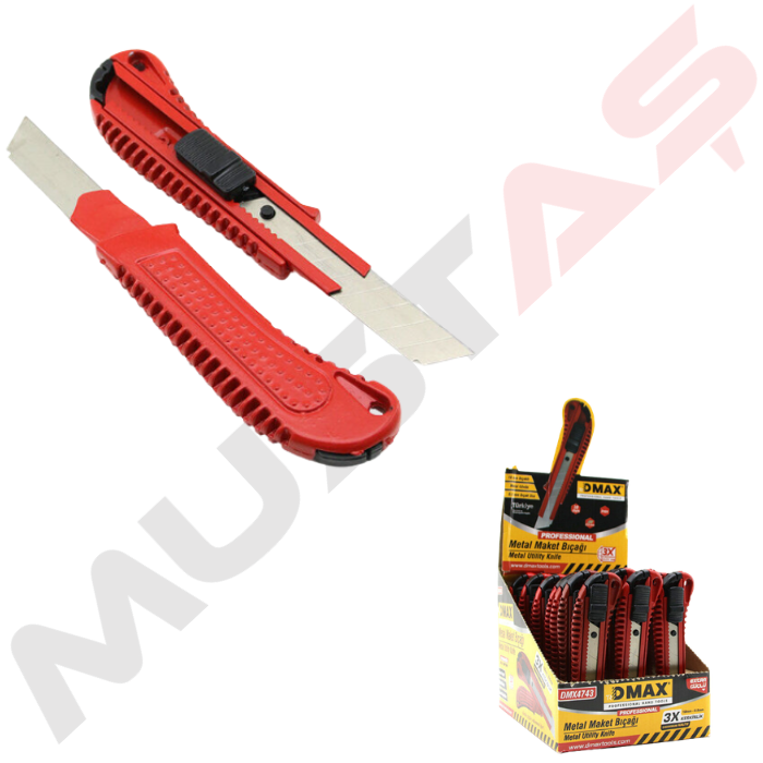 Maket Bıçağı Metal Kırmızı 18 mm Dmax
