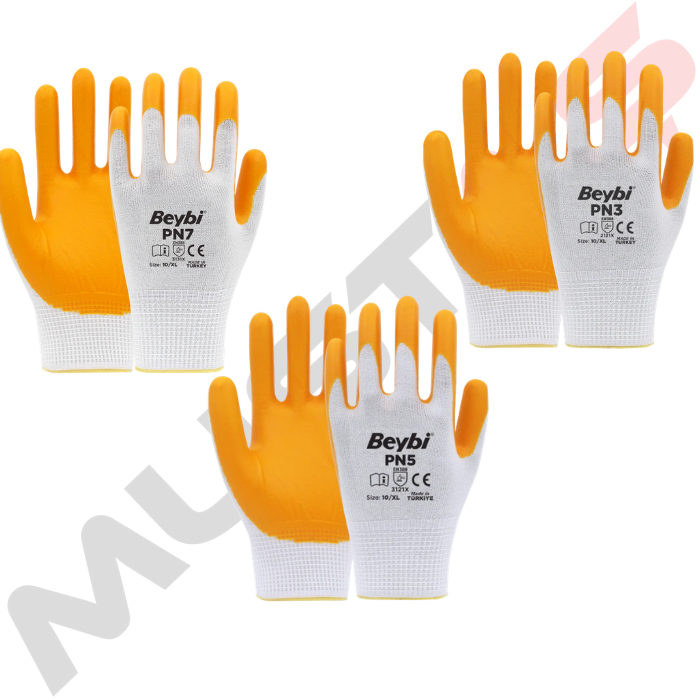 Beybi Nitril Eldiven PN3-5-7 Sarı-Beyaz