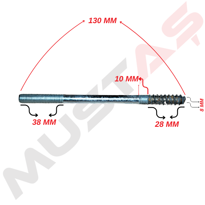 M8x130 Trifonlu Saplama