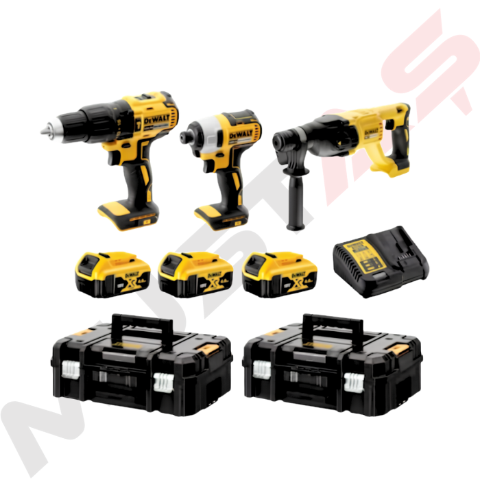 Dewalt DCK369M3T 18V Kömürsüz 3 Parça Kombi Set