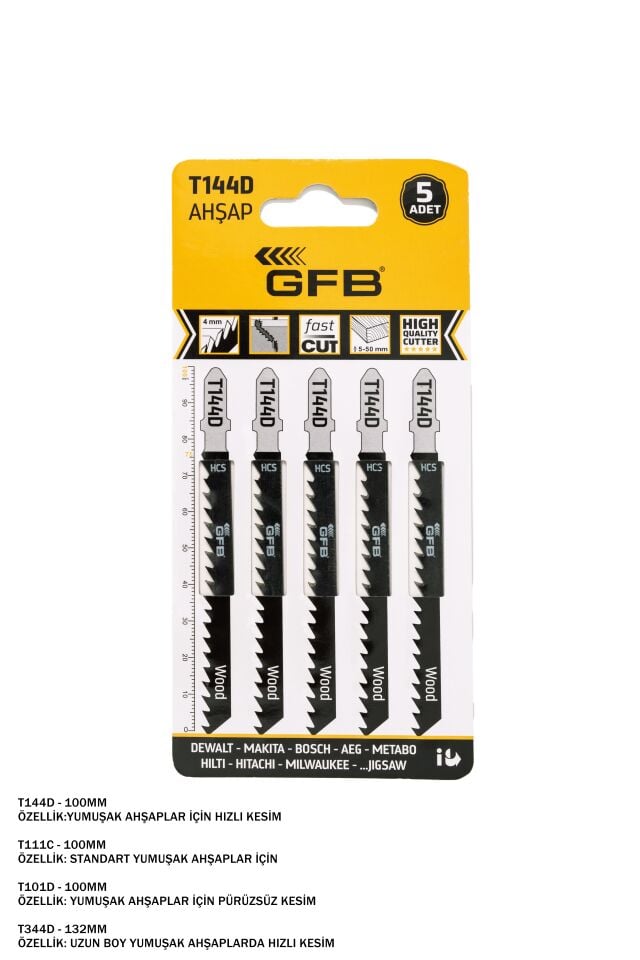 Gfb Ahşap Dekubaj Bıçağı T144D 100 mm (5Adet)