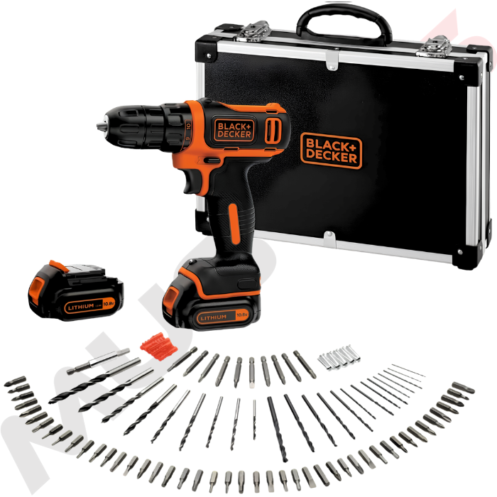 Black Decker BDCDD12BAFC 10.8v 1.5 Ah Li-ion Çift Akülü Vidalama +100 Parça Set