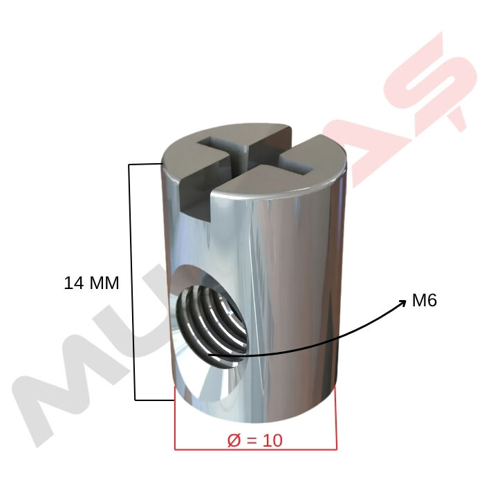 Metal Silindir Somun M6-10x14